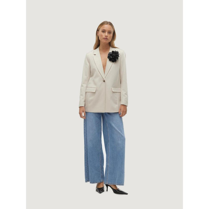Beigefarbener Polyester-Blazer