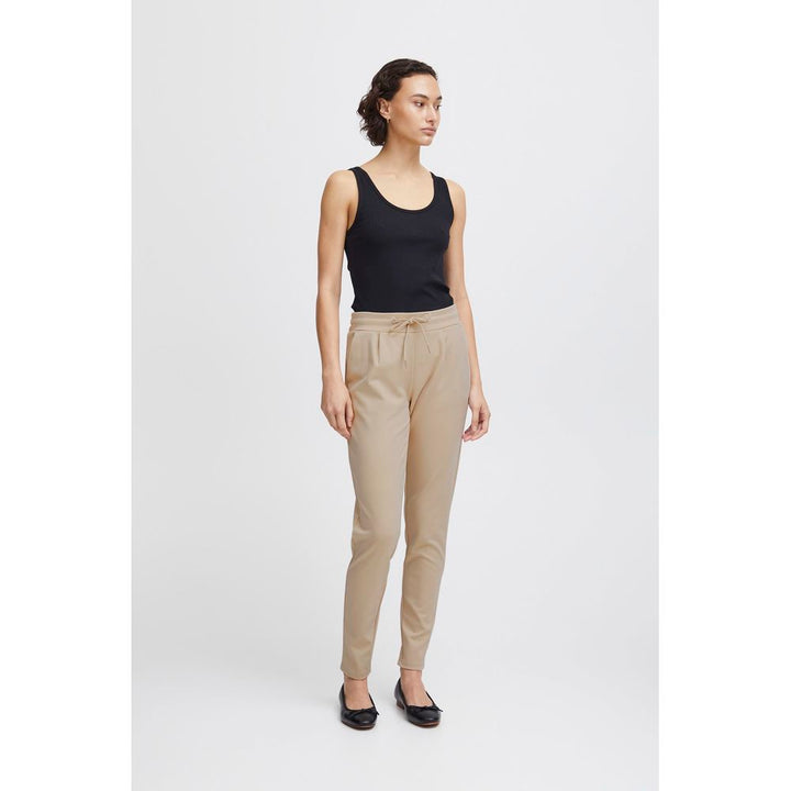 ICHI Beige Polyester Jeans & Hose