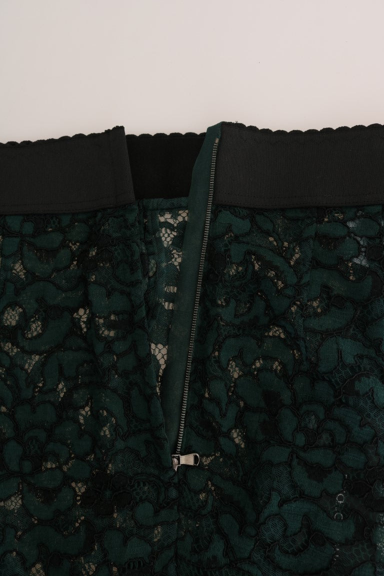 Schlanke Hose mit hoher Taille und floraler Spitze