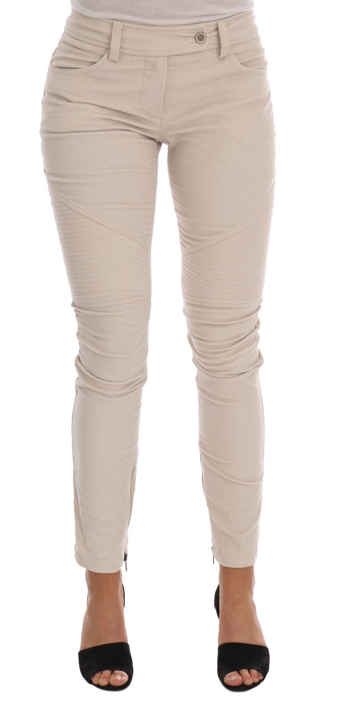 Chic beige corduroy trousers with a slim fit