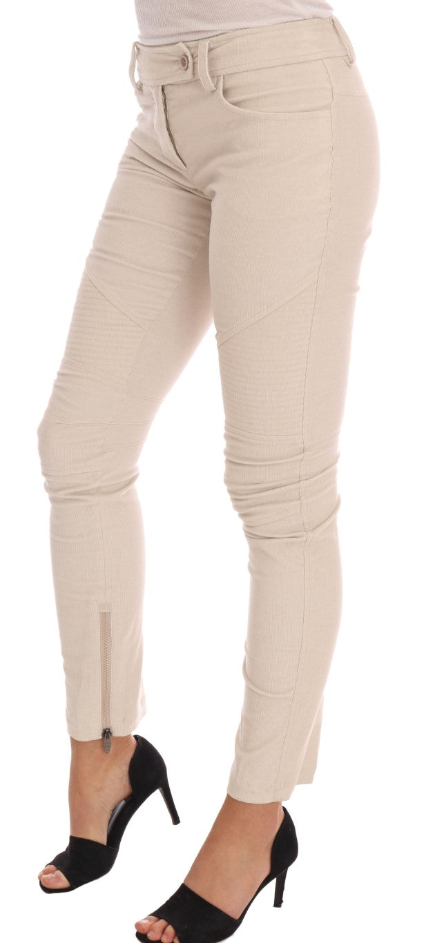 Chic beige corduroy trousers with a slim fit