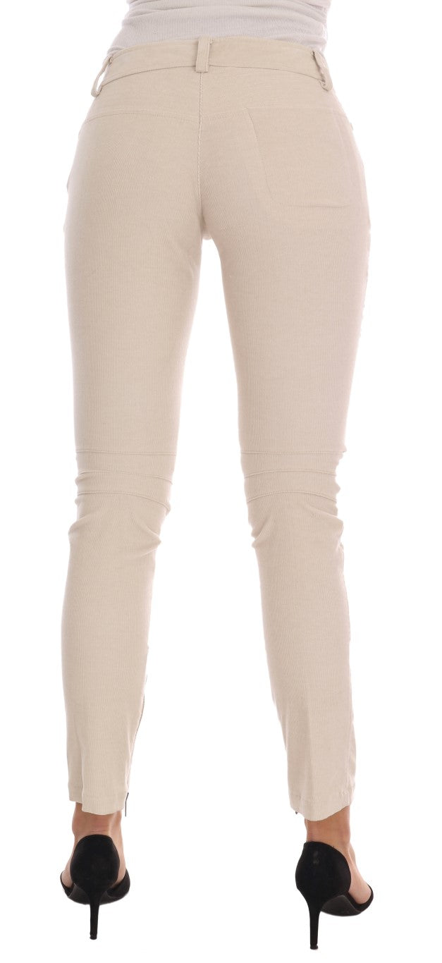 Chic beige corduroy trousers with a slim fit