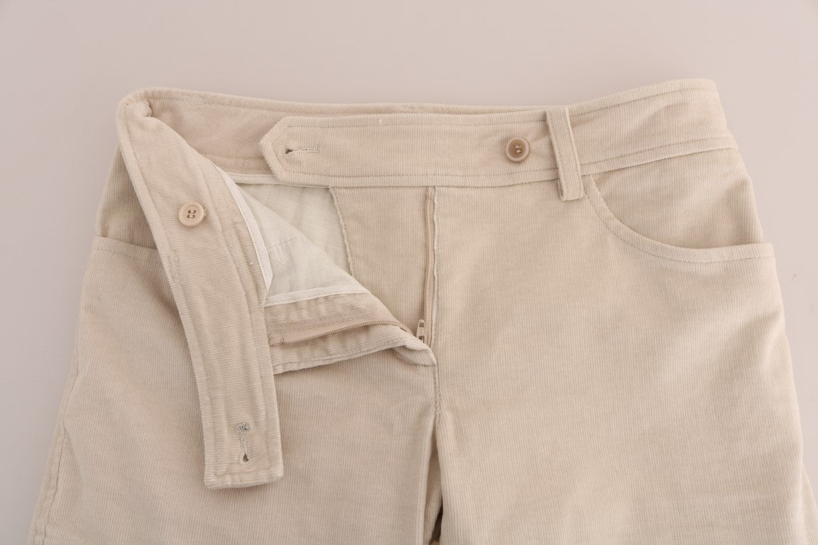 Chic beige corduroy trousers with a slim fit