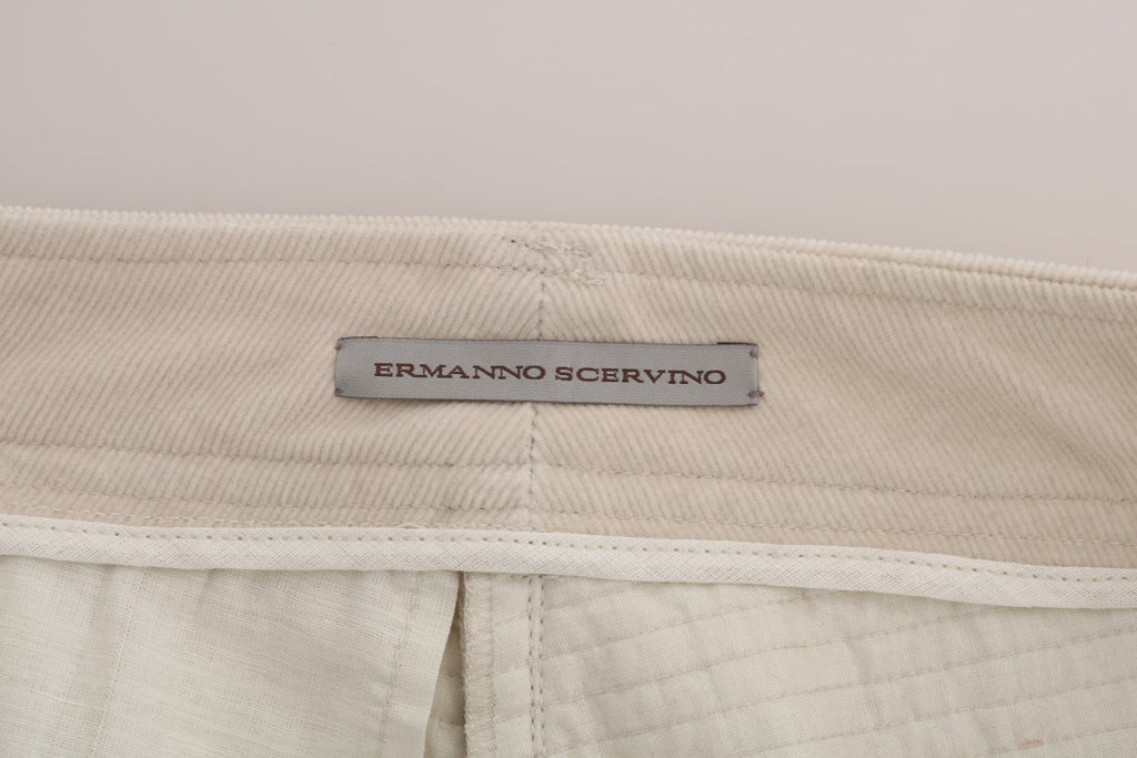 Chic beige corduroy trousers with a slim fit