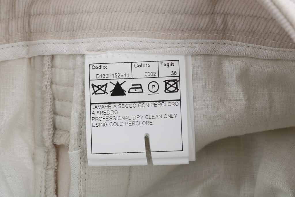 Chic beige corduroy trousers with a slim fit