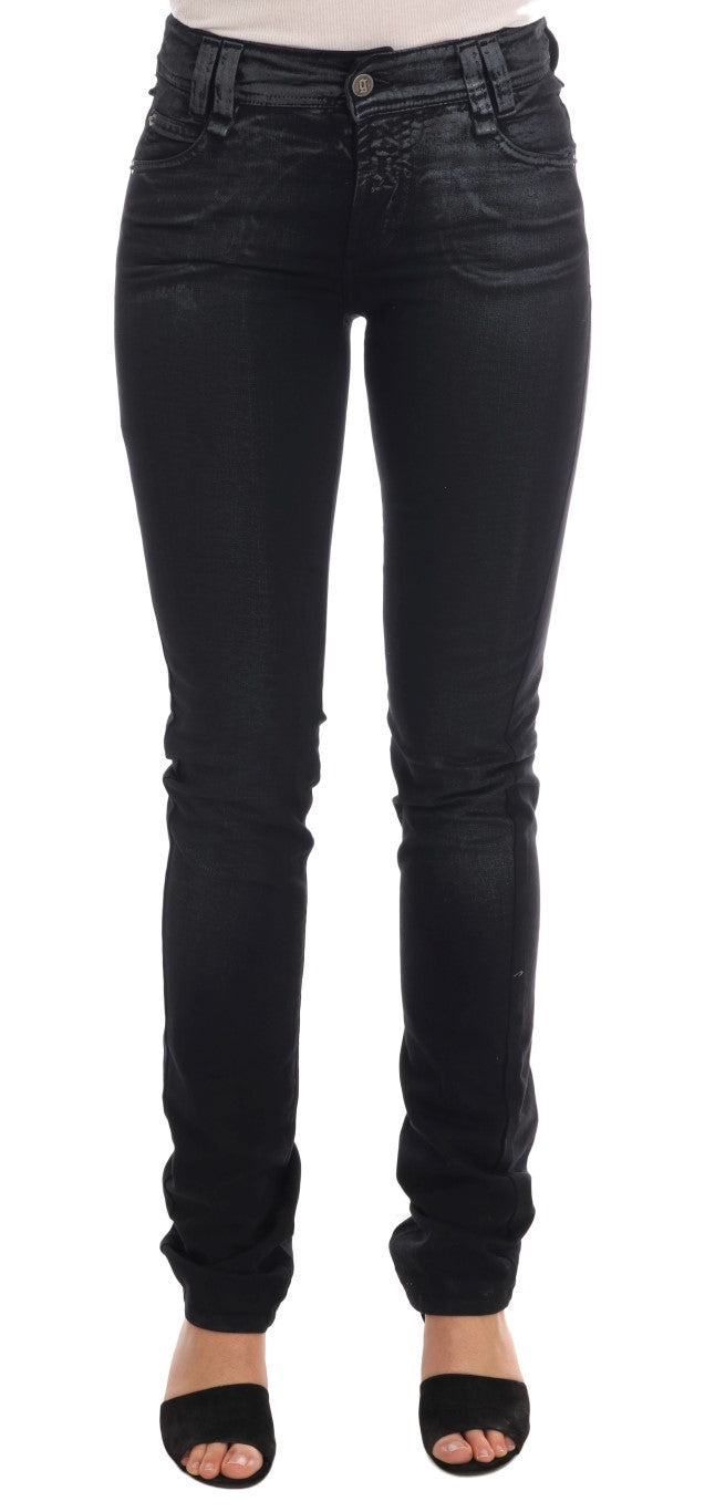 Graue Baumwoll-Stretch-Jeans mit normaler Passform