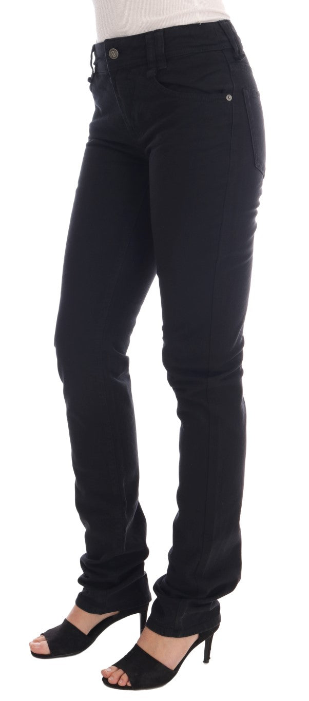 Schwarze Baumwoll-Denim Stretch Jeans Regular Fit