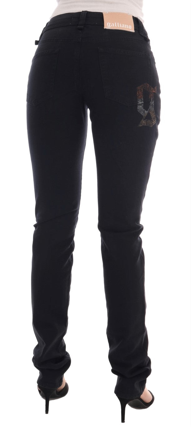 Schwarze Baumwoll-Denim Stretch Jeans Regular Fit