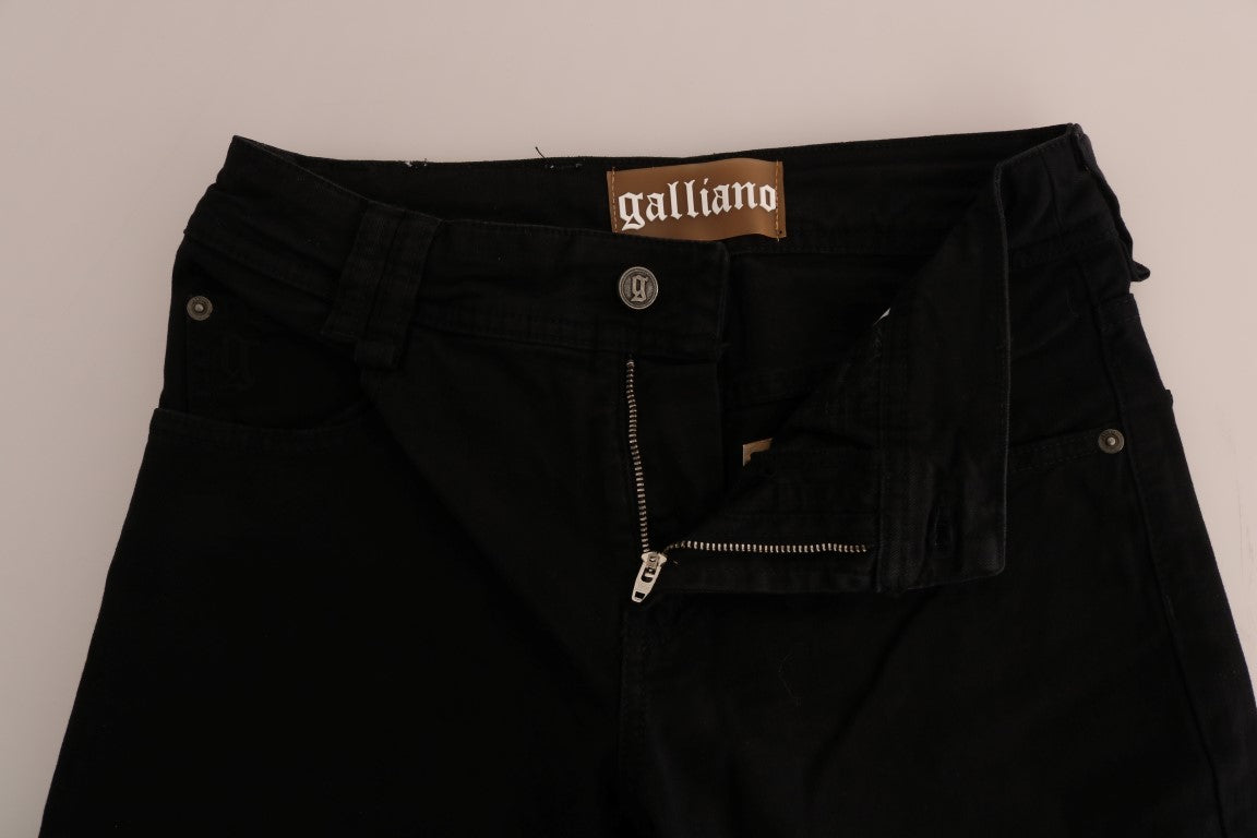Schwarze Baumwoll-Denim Stretch Jeans Regular Fit
