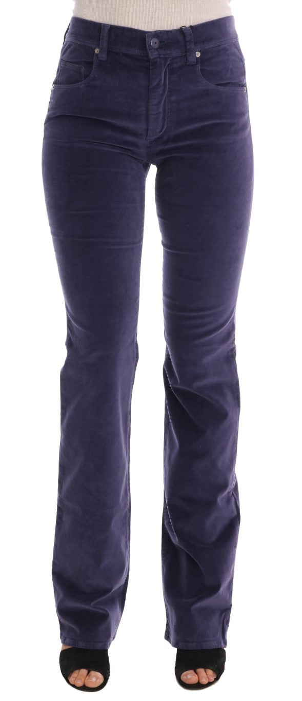 Lila Cord Stretch-Bootcut-Hose