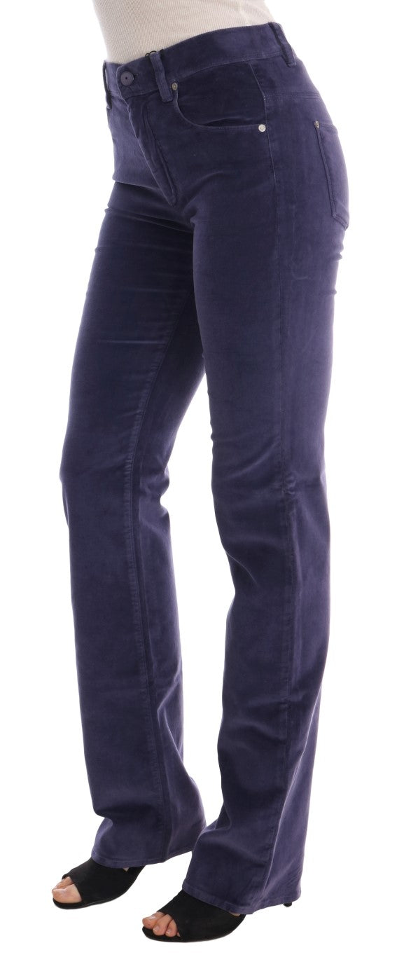 Lila Cord Stretch-Bootcut-Hose