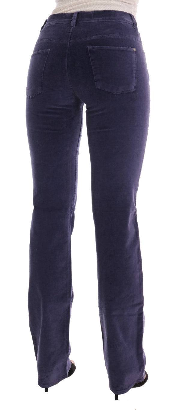 Lila Cord Stretch-Bootcut-Hose