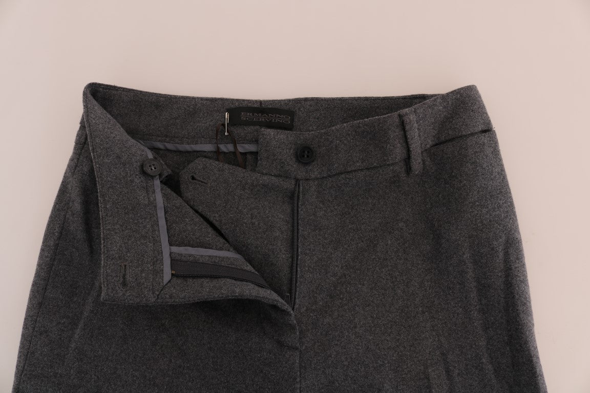 Graue Stretch-Hose aus Wolle