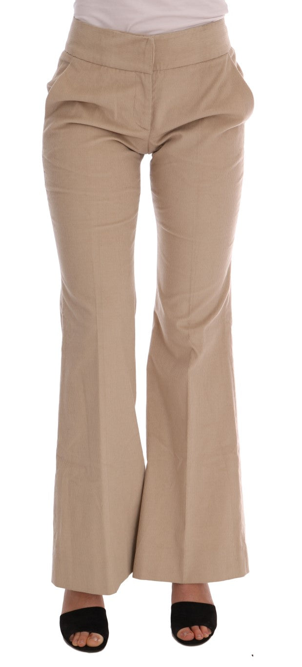 Beigefarbene Bootcut-Hose aus Baumwolle