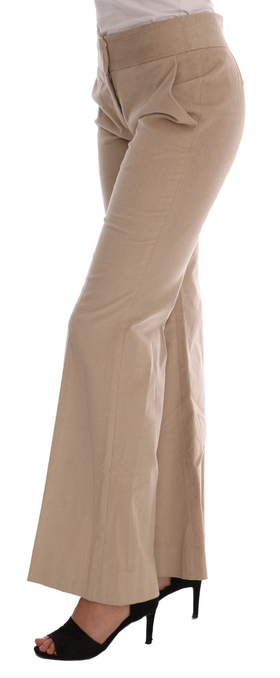 Beigefarbene Bootcut-Hose aus Baumwolle