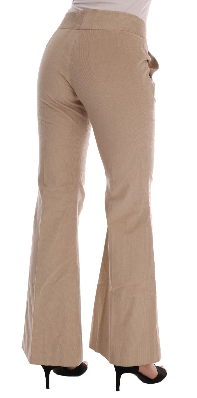 Beigefarbene Bootcut-Hose aus Baumwolle