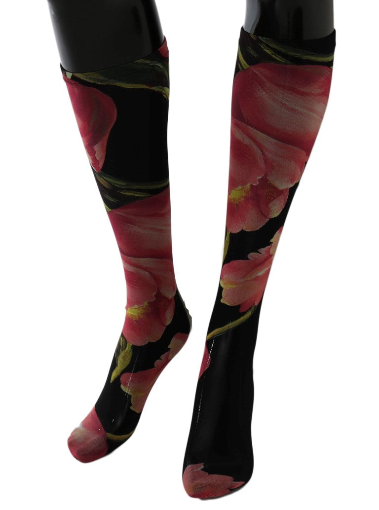 Multicolor Floral Tulip Nylon Socken