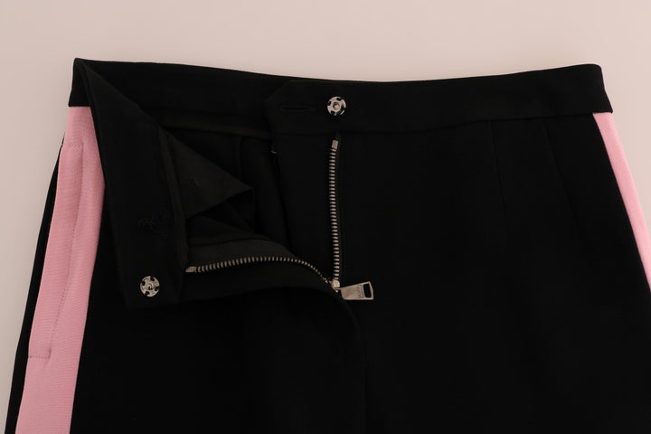 Dolce & Gabbana Schicke schwarze Capri-Hose mit rosa Seitenstreifen