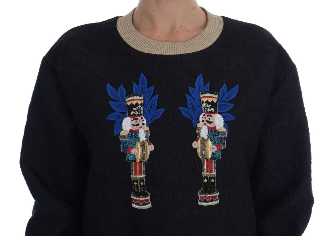 Dolce & Gabbana Verzauberter Pullover aus schwarzem Brokat mit Pailletten