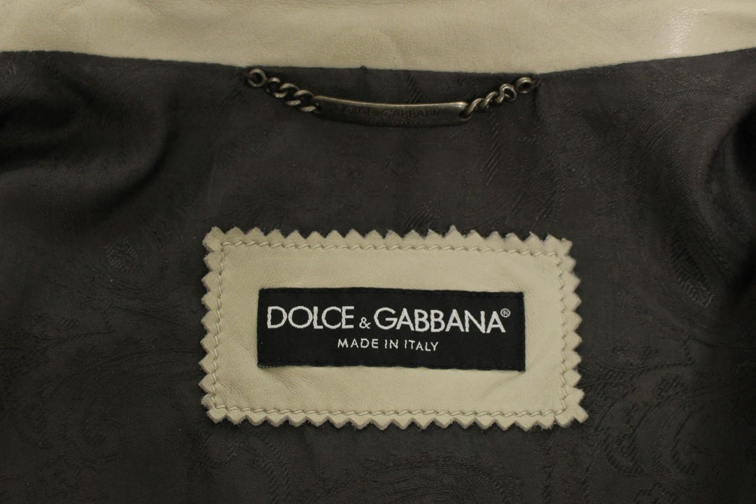 Elegant beige leather lambskin jacket