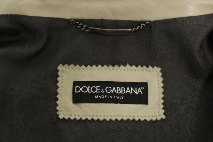 Elegant beige leather lambskin jacket