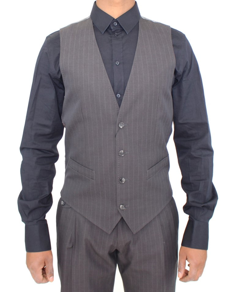 Elegantes graues gestreiftes Kleid Weste