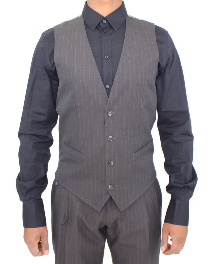 Elegantes graues gestreiftes Kleid Weste