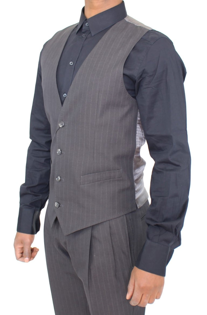 Elegantes graues gestreiftes Kleid Weste