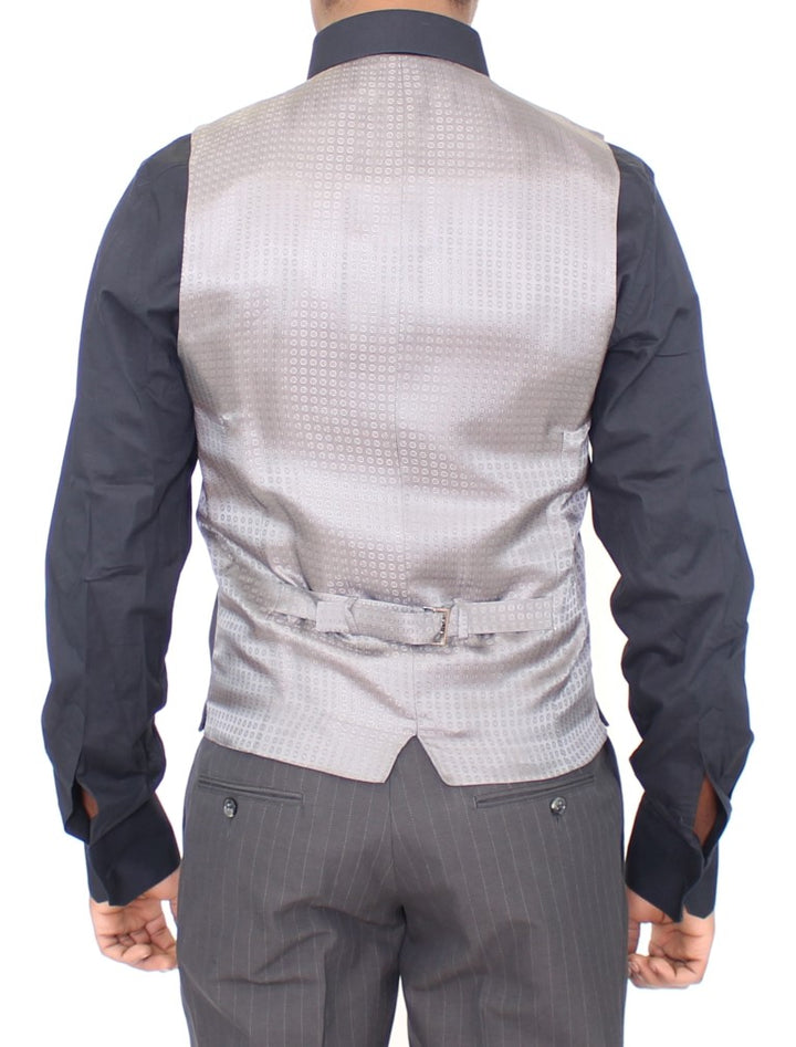 Elegantes graues gestreiftes Kleid Weste