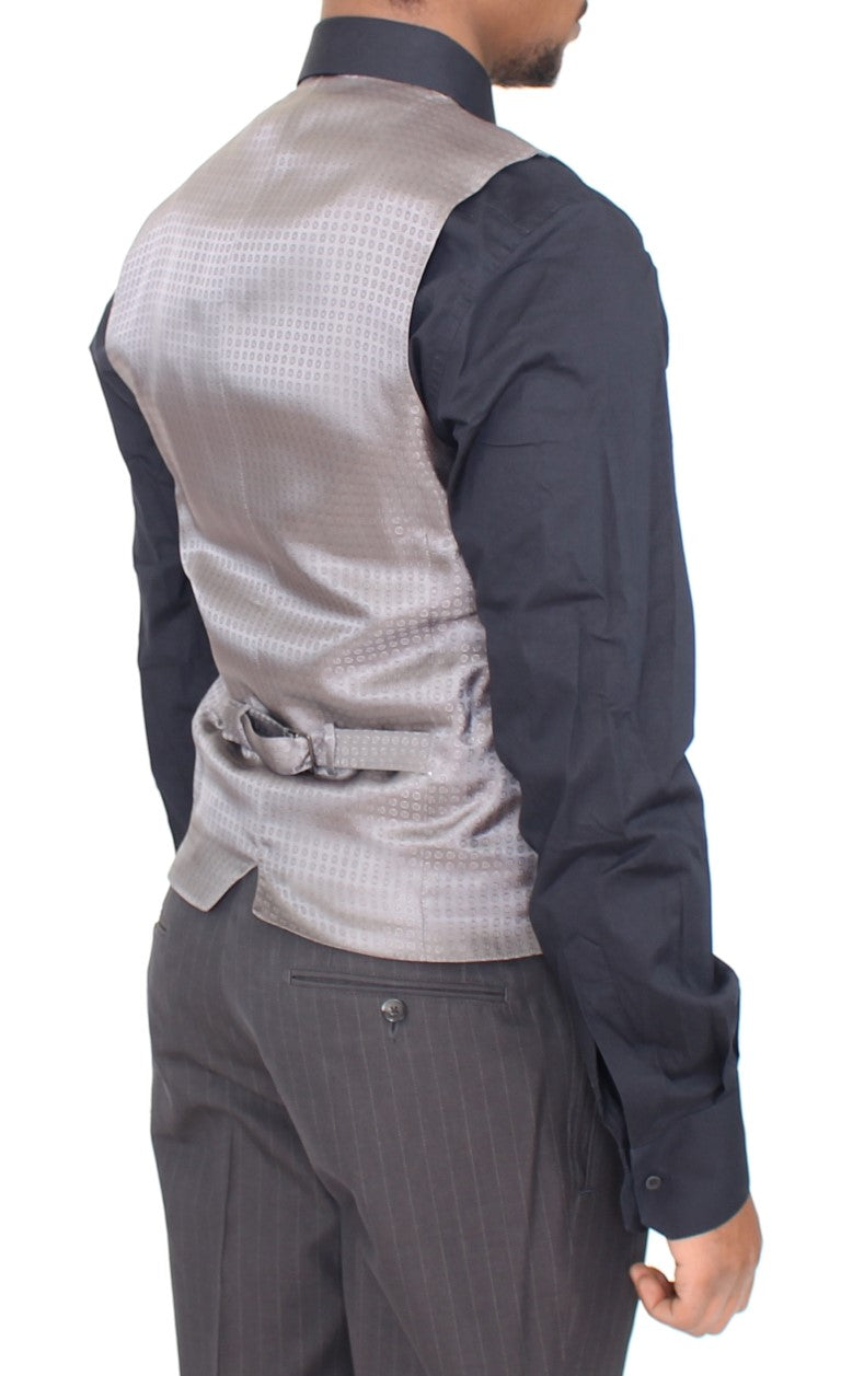 Elegantes graues gestreiftes Kleid Weste