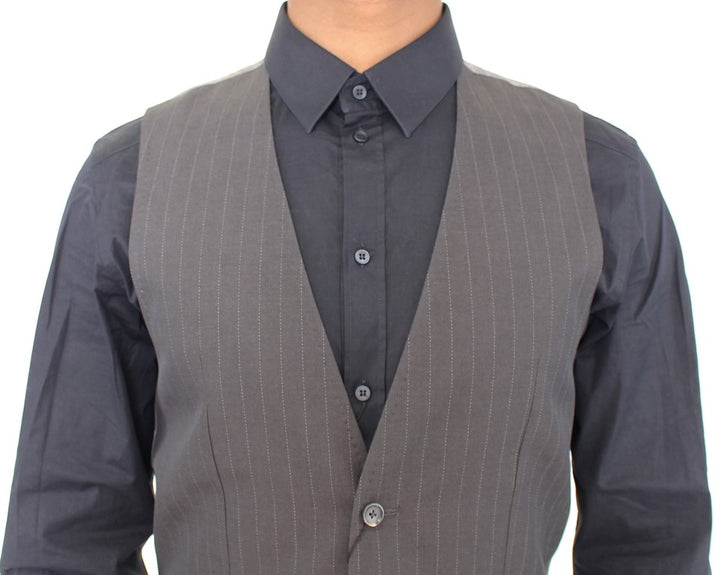 Elegantes graues gestreiftes Kleid Weste