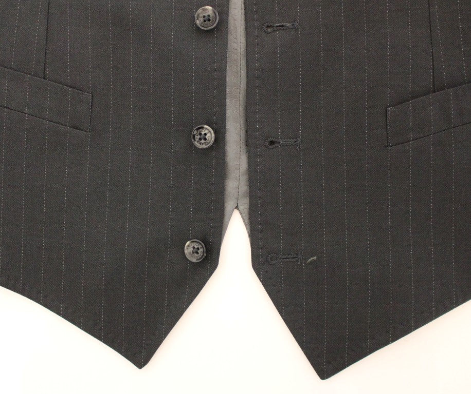 Elegantes graues gestreiftes Kleid Weste