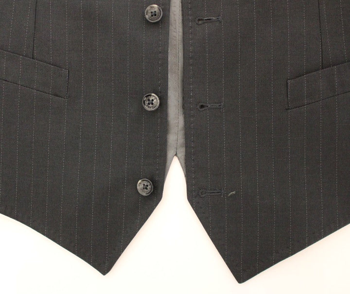 Elegantes graues gestreiftes Kleid Weste