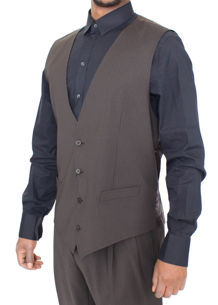 Elegant brown striped wool dress Vest