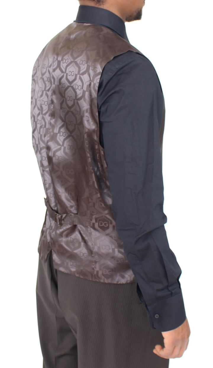 Elegant brown striped wool dress Vest