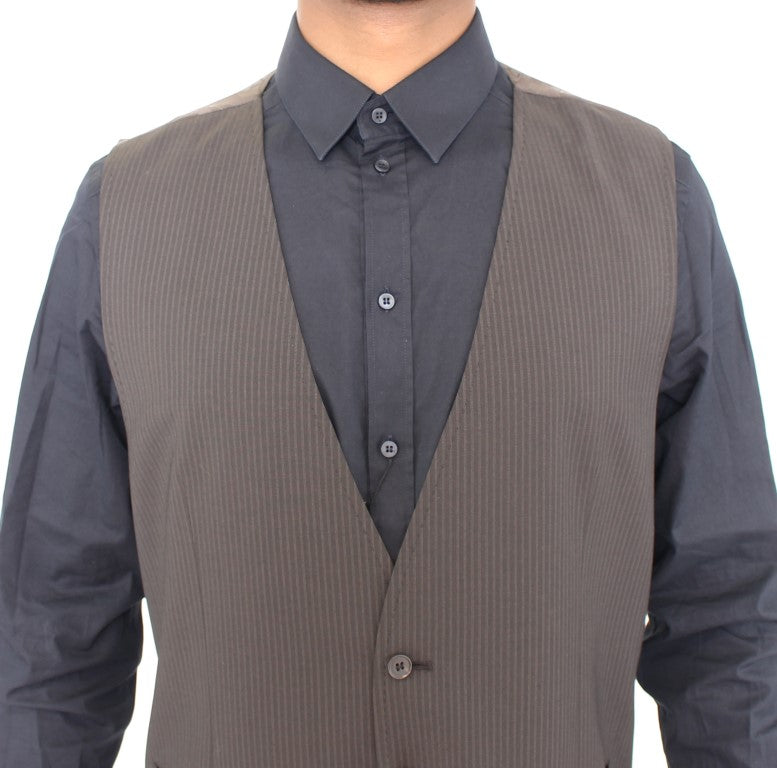 Elegant brown striped wool dress Vest