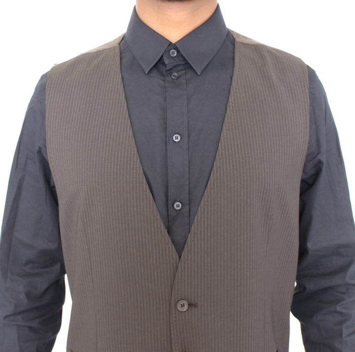 Elegant brown striped wool dress Vest