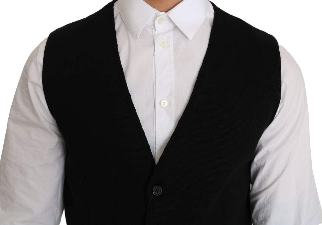 Formal cotton vest in black