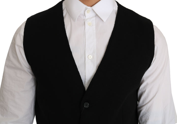 Formal cotton vest in black