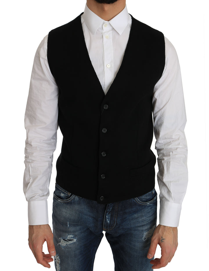Formal cotton vest in black