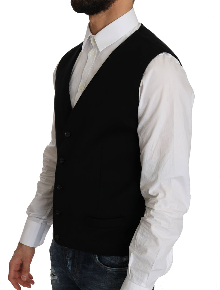 Formal cotton vest in black