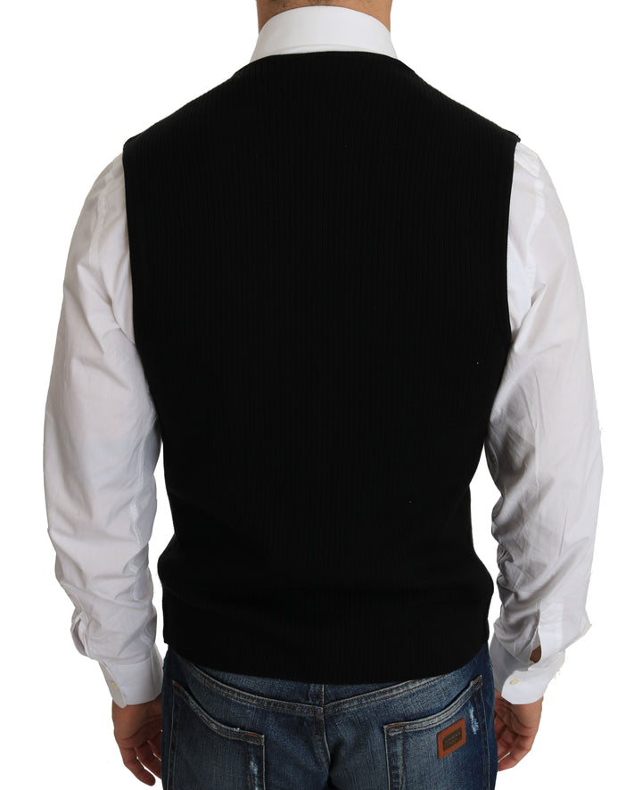 Formal cotton vest in black