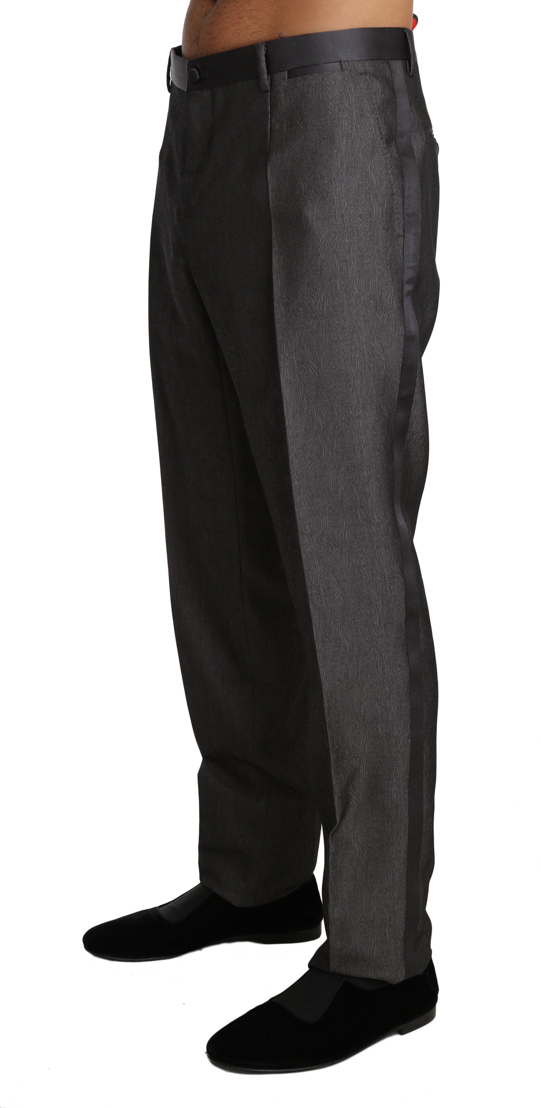 Elegant gemusterte graue Hose aus Wollmischung