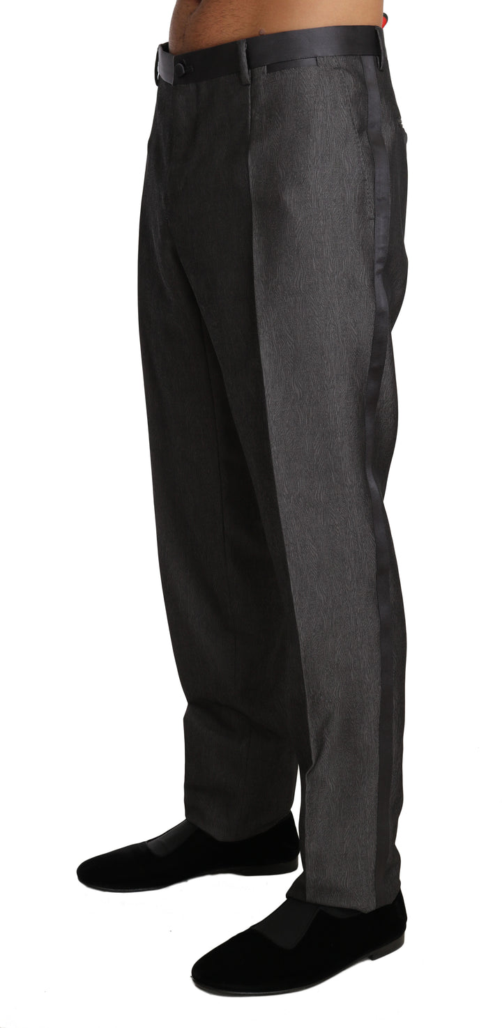 Elegant gemusterte graue Hose aus Wollmischung