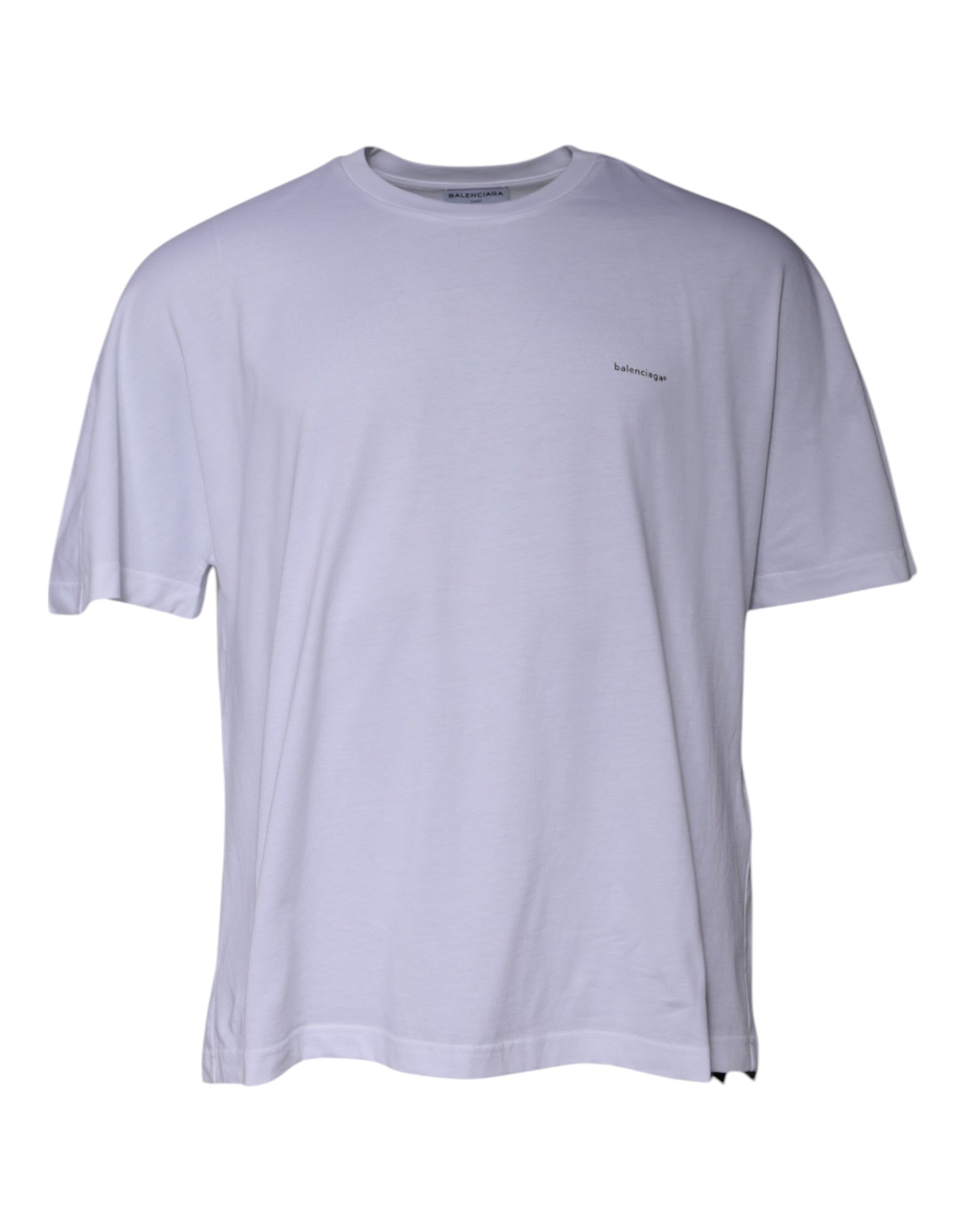 White logo cotton T-shirt with round neck and short sleeves