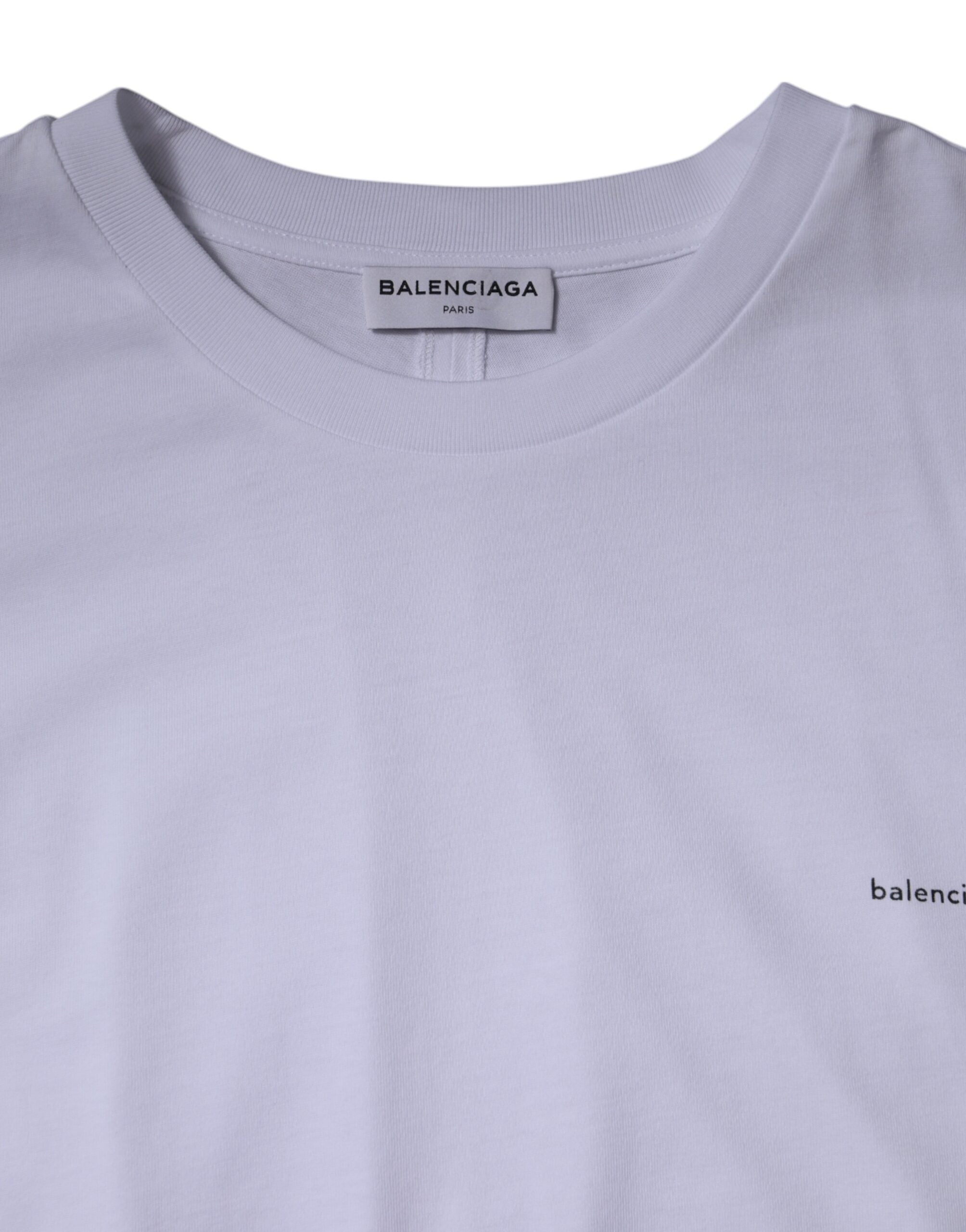 White logo cotton T-shirt with round neck and short sleeves