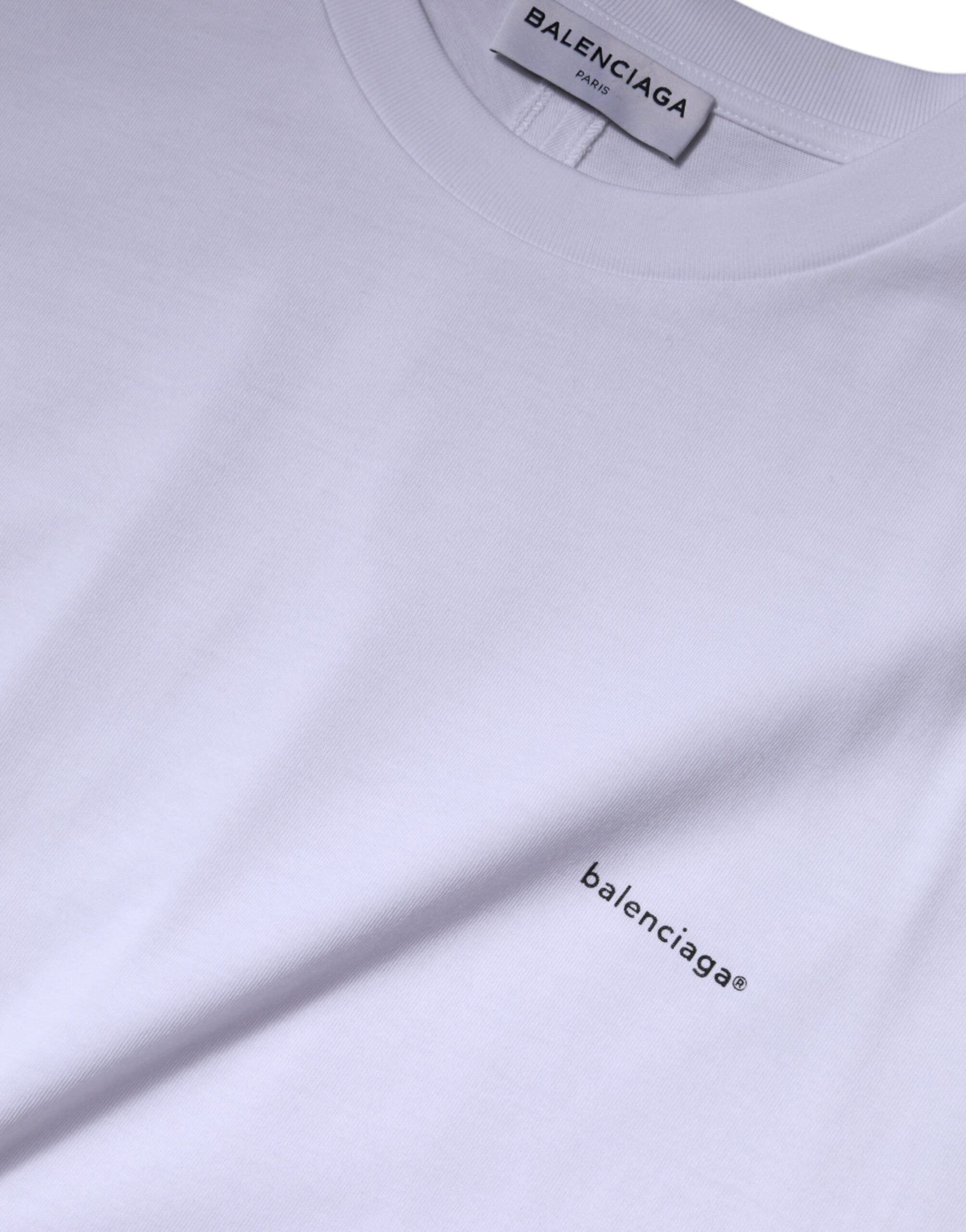 White logo cotton T-shirt with round neck and short sleeves