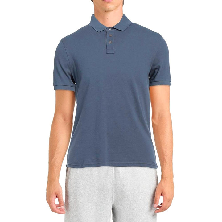 Blaues Baumwoll-Poloshirt