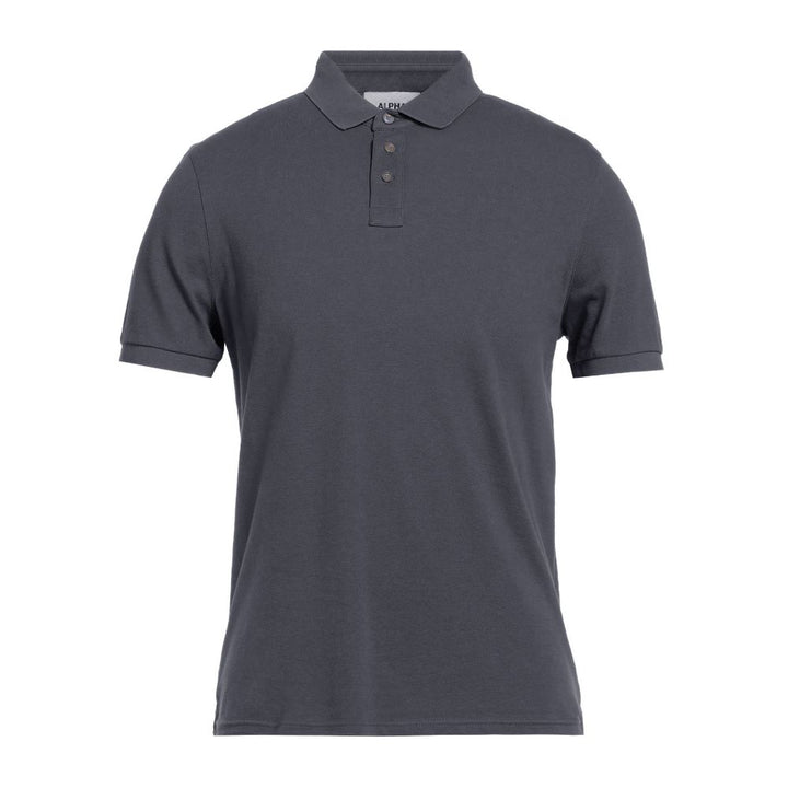 Grey cotton polo shirt