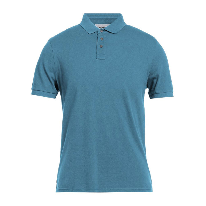 Light blue cotton polo shirt for men